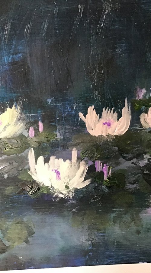 Waterlilies in the mist by Maxine Anne  Martin