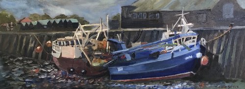 Whitstable Harbour, An original impressionist oil painting by Julian Lovegrove Art