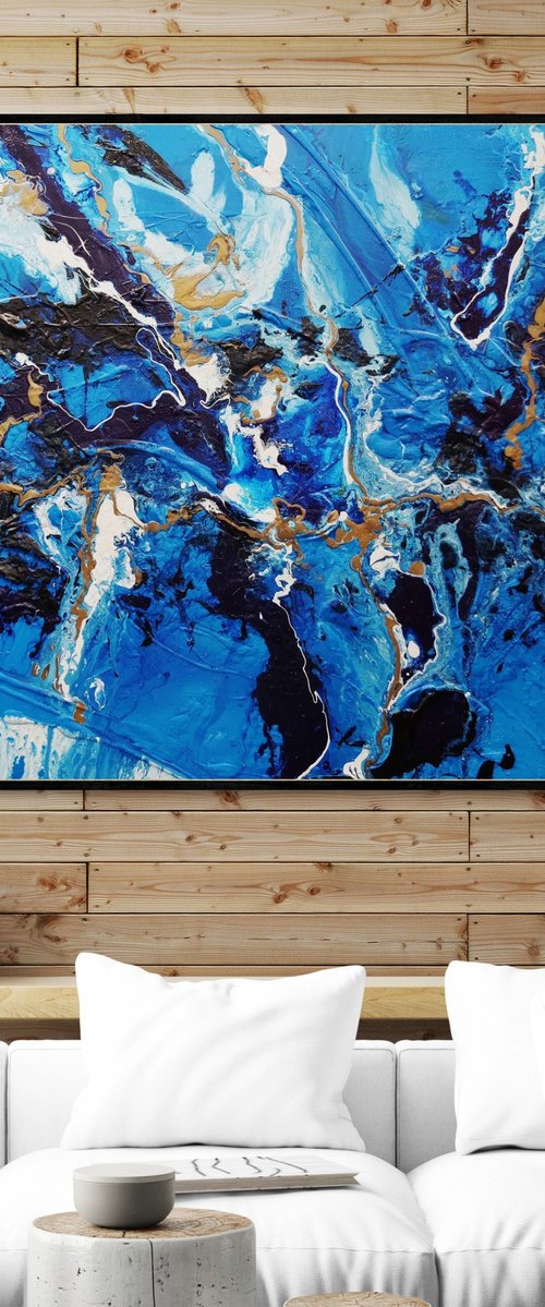 Bronzed Sapphire 200cm x 120cm Textured Abstract Art by Franko