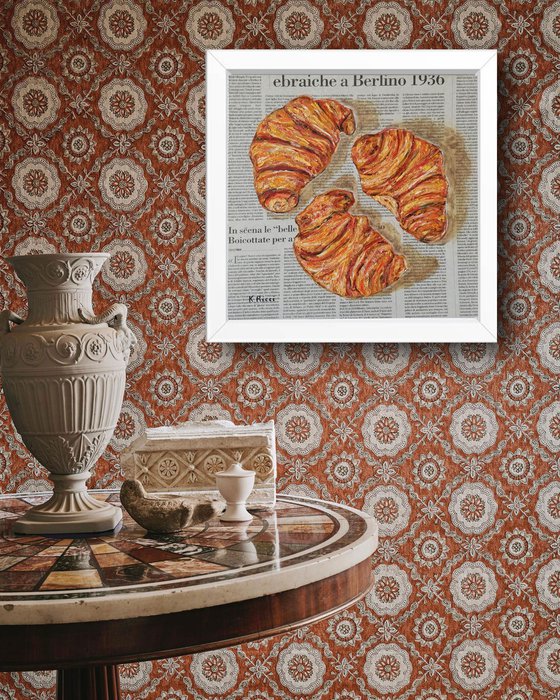 Three Croissants on Newspaper