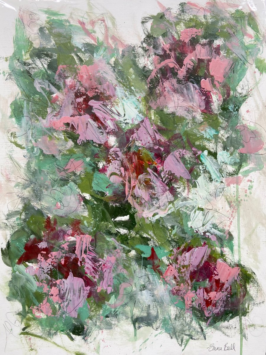 Rose Garden acrylic on paper by Emma Bell