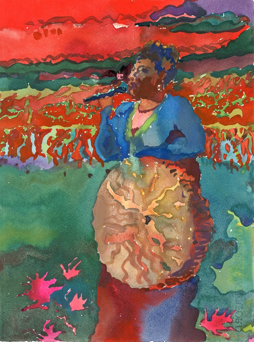 Impressionistic Botanical Watercolour By Tanbelia, 11 X 15", Water Puppet Theater, Original Artwork