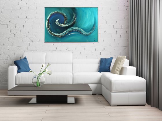 Kleine Fische  - Abstract Art - Acrylic Painting - Canvas Art - Framed Painting - Abstract Sea Painting - Ready to Hang