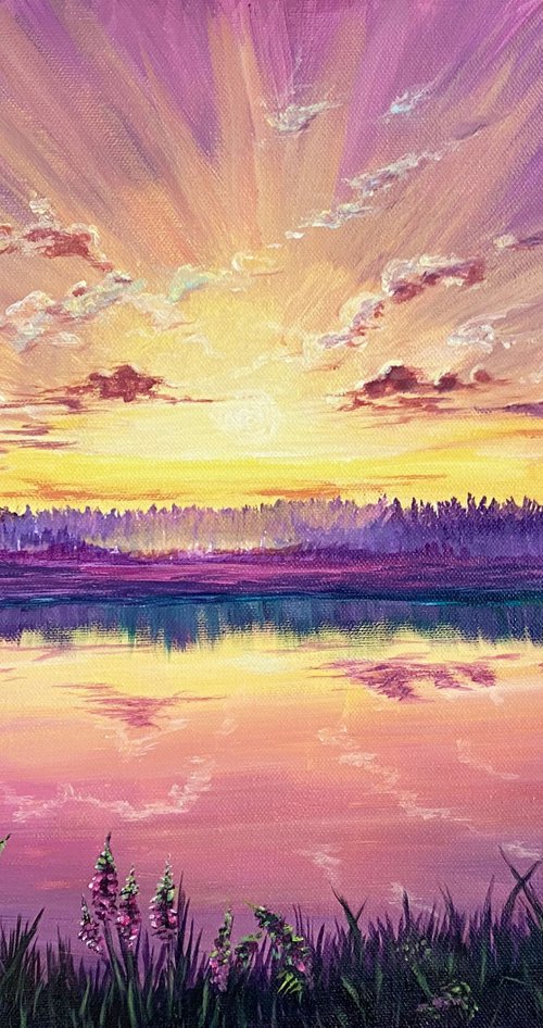 Sunset on the lake by Marina Zotova