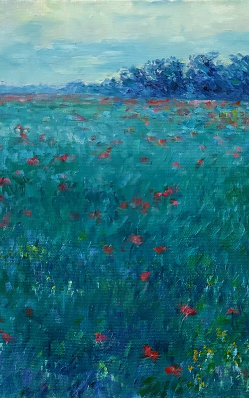 Evening field with poppies by Ekaterina Orlova