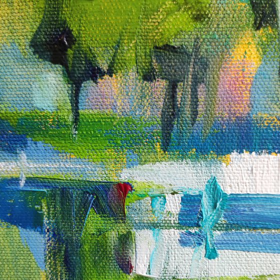 Yachts on the Lake — Original Oil Painting