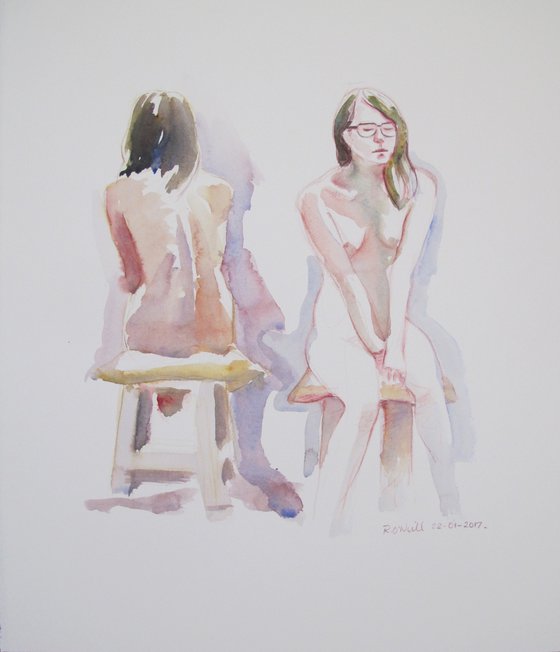 seated female nude 2 poses