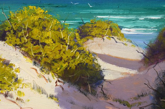 Beach Painting original oil coastal sand dunes seascape on canvas