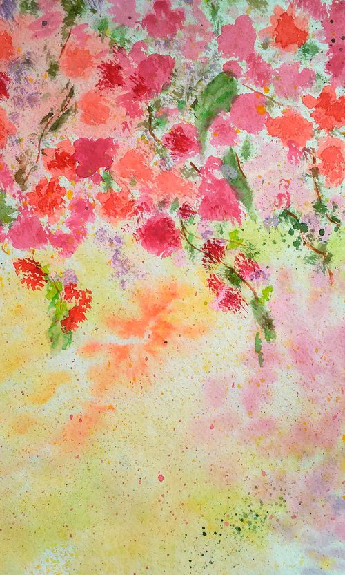 Cherry Blossom original watercolor painting by Halyna Kirichenko
