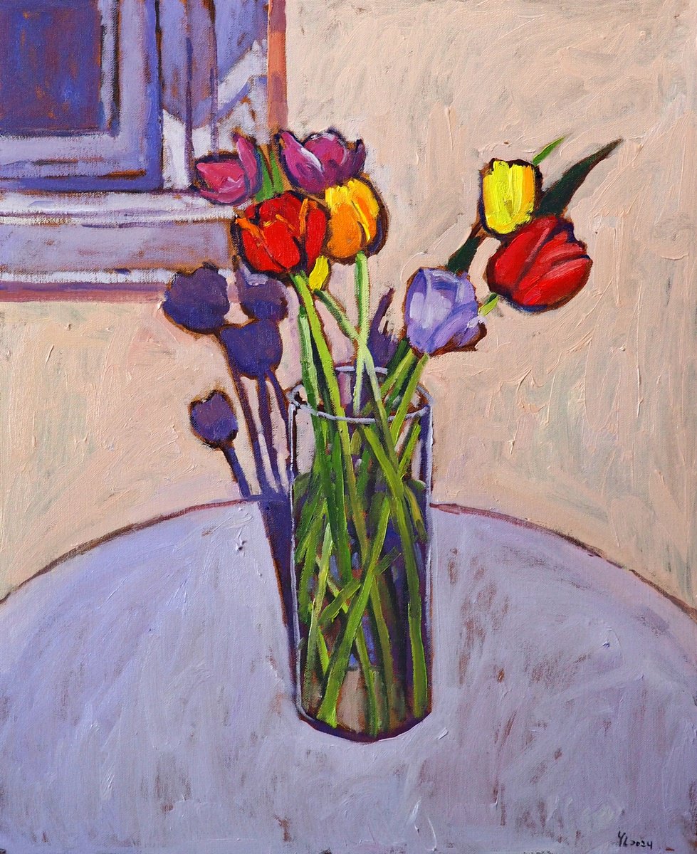 Impressionistic Botanical Oil Painting By Yuanyuan Liu, 20 X 24", Still Life, Original Artwork