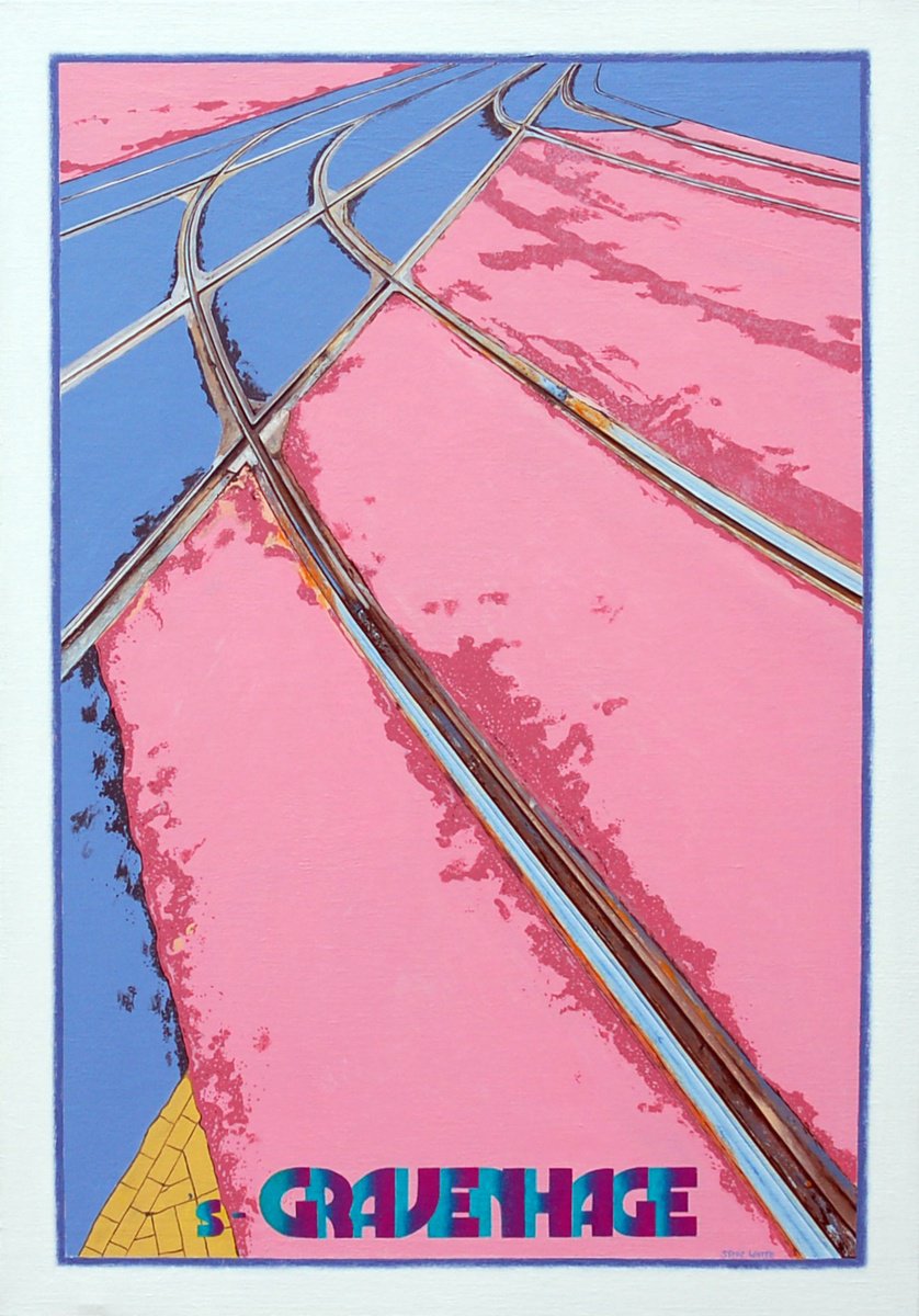 Urban And Pop Acrylic Painting , Tramrails, Den Haag By Steve White, 28 X 39, Artwork For Sale On Artfinder