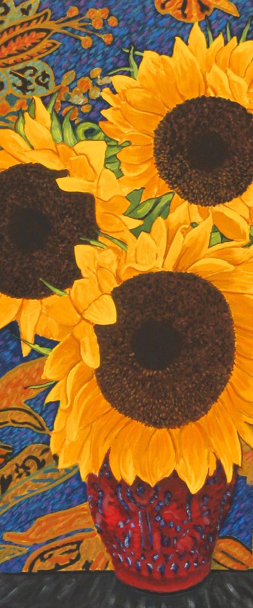 Large Three Sunflowers by Richard Gibson