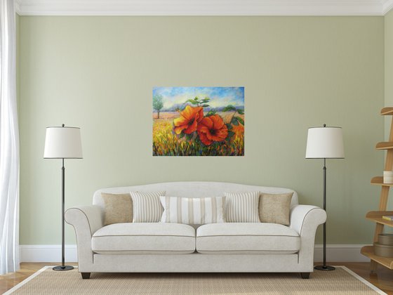 Red Hibiscus in a Landscape