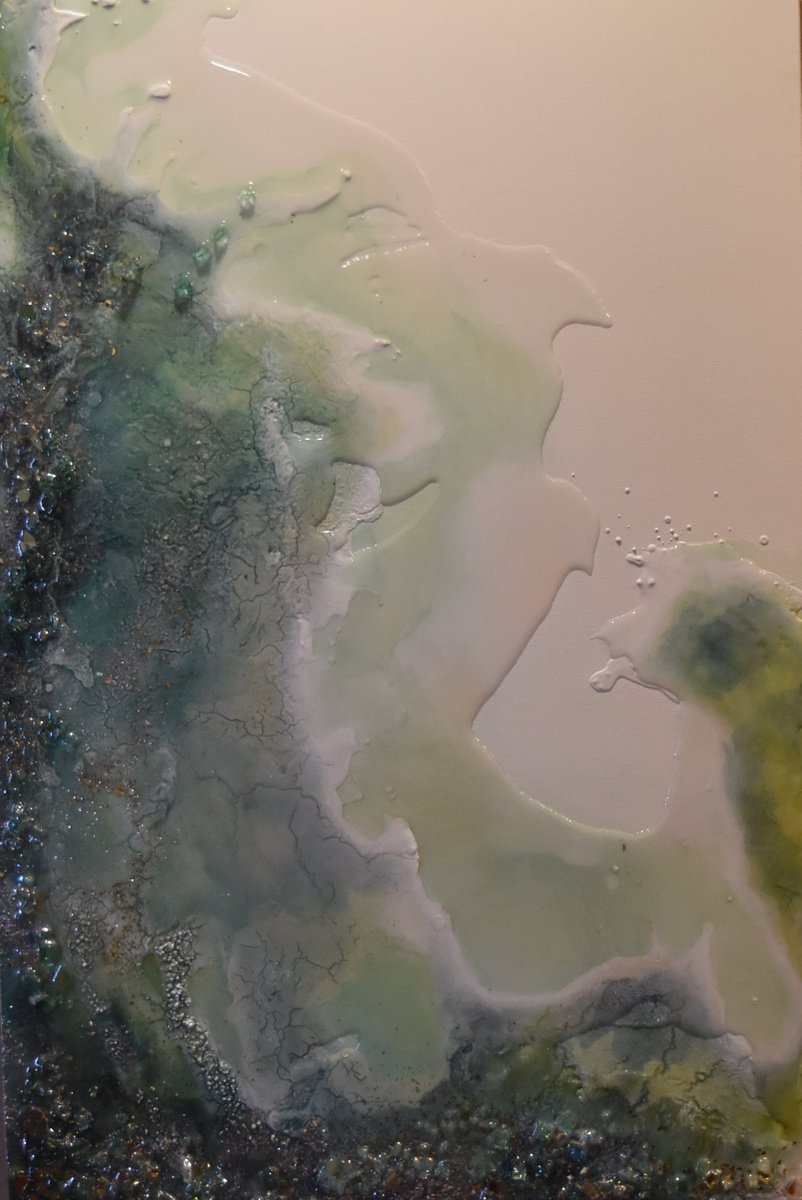 Abstract Landscape Painting By Tamara Bettencourt, 24 X 36", Under The Sea 2, Original Artwork