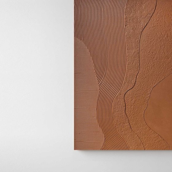 "Nulla 2" Terracotta textured abstract art