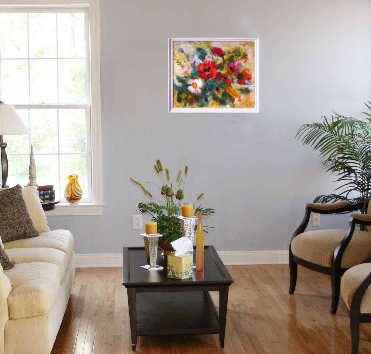 Impressionistic Botanical Collage By Elena Lykhodid, 23 X 19, Poppies And Wild Rose, Original Artwork