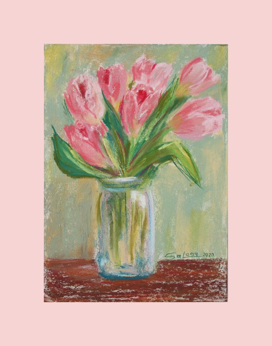 Pink Tulips... /  ORIGINAL PAINTING