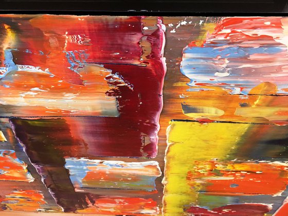 "No Problems Only Solutions" - SPECIAL PRICE-  Original PMS Oil Painting On Reclaimed Wood - 38 x 16 inches