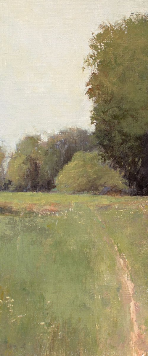 Meadow Path 221109, trees and country road impressionist landscape painting by Don Bishop