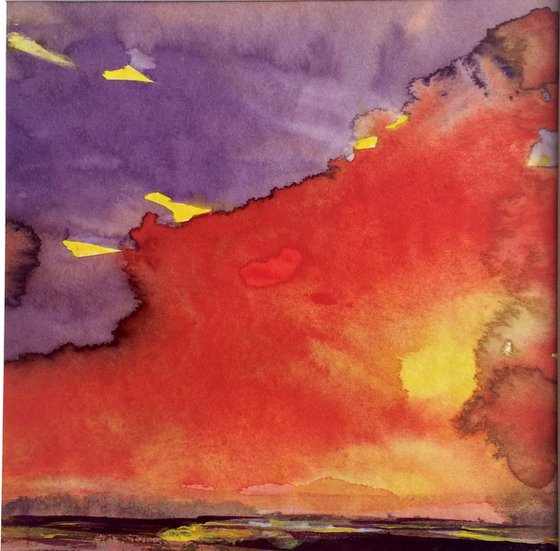 Fire In The Sky II  -  Landscape Watercolor