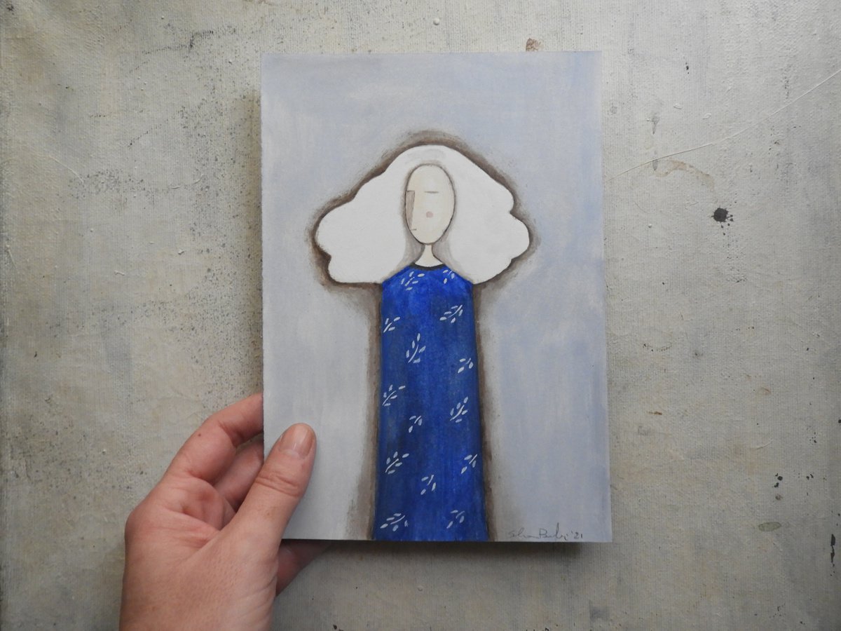 The Cloud Woman (small version) - oil on paper by Silvia Beneforti