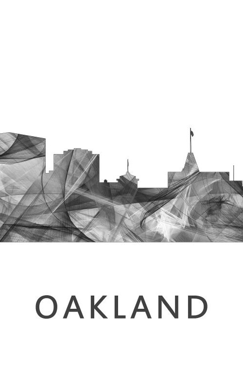 Oakland California Skyline WB BW by Marlene Watson
