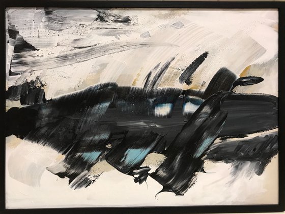 Abstract in Natural colors, Blue, ecru, black