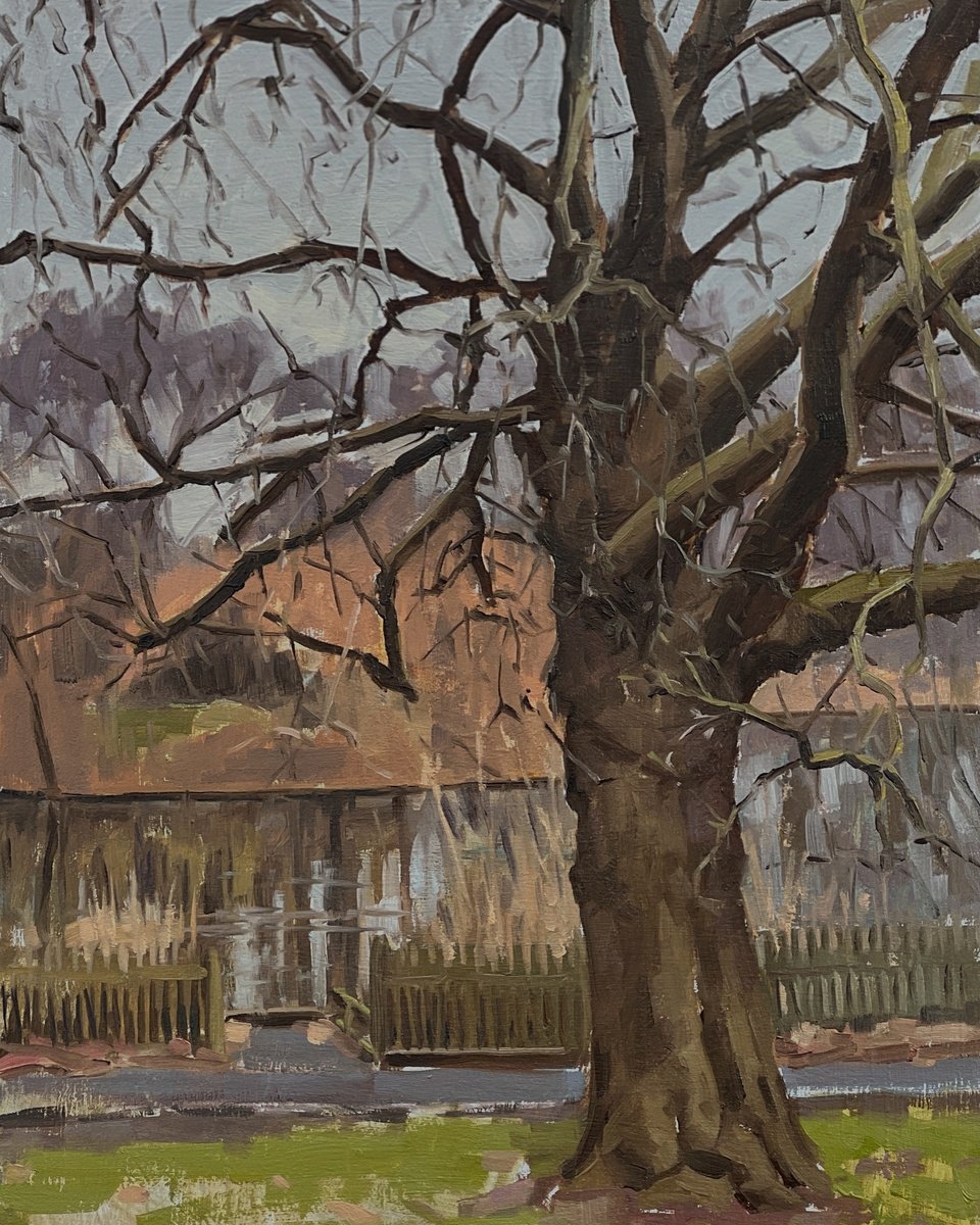 Impressionistic Landscape Oil Painting By Louise Gillard, 9 X 12", Tree On Clapham Common, Original Artwork
