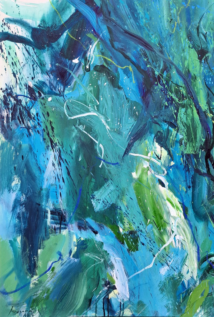 Jungle. Abstract green painting. by Mariana Briukhanova