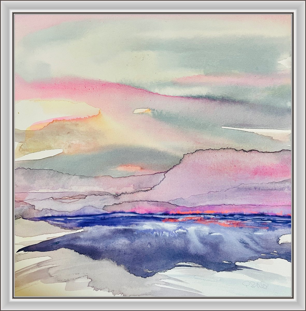 Abstract Landscape Watercolour By Gesa Reuter, 12 X 12, A New Love Emerging, Original Artwork