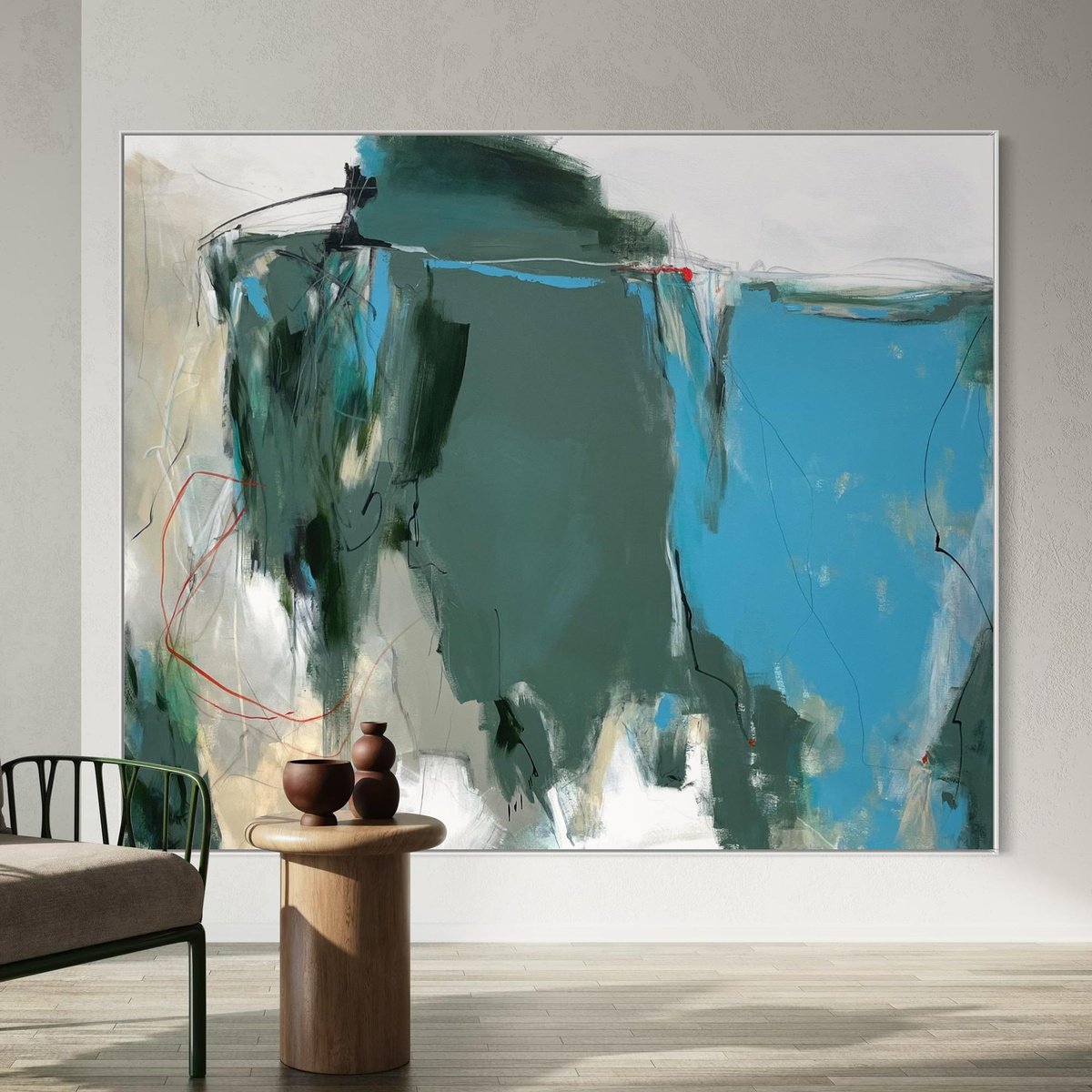 Expressive Abstract Acrylic Painting By Cheryl Harrison, 67 X 55, Our Spot, Original Artwork