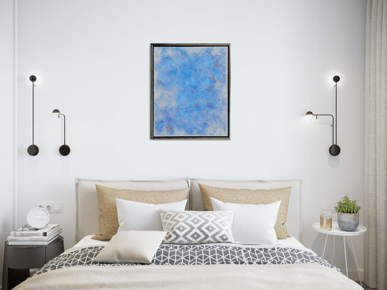 Snow Blizzard - Original Modern Abstract Painting Art on Canvas with Floating Frame Ready To Hang