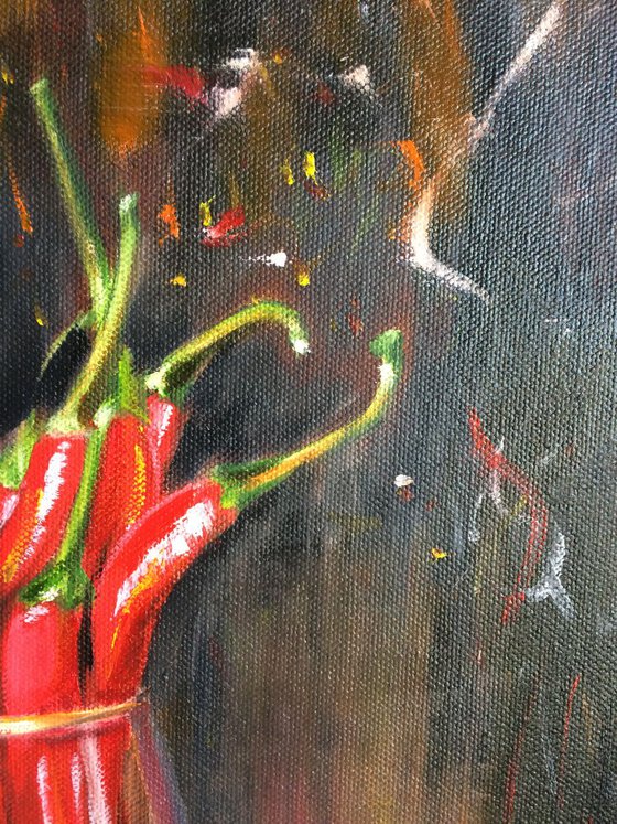 Hot Peppers in a glass. Still life