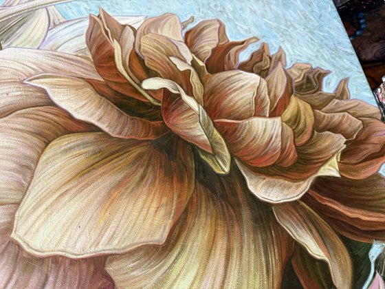 Dahlias and brown roses