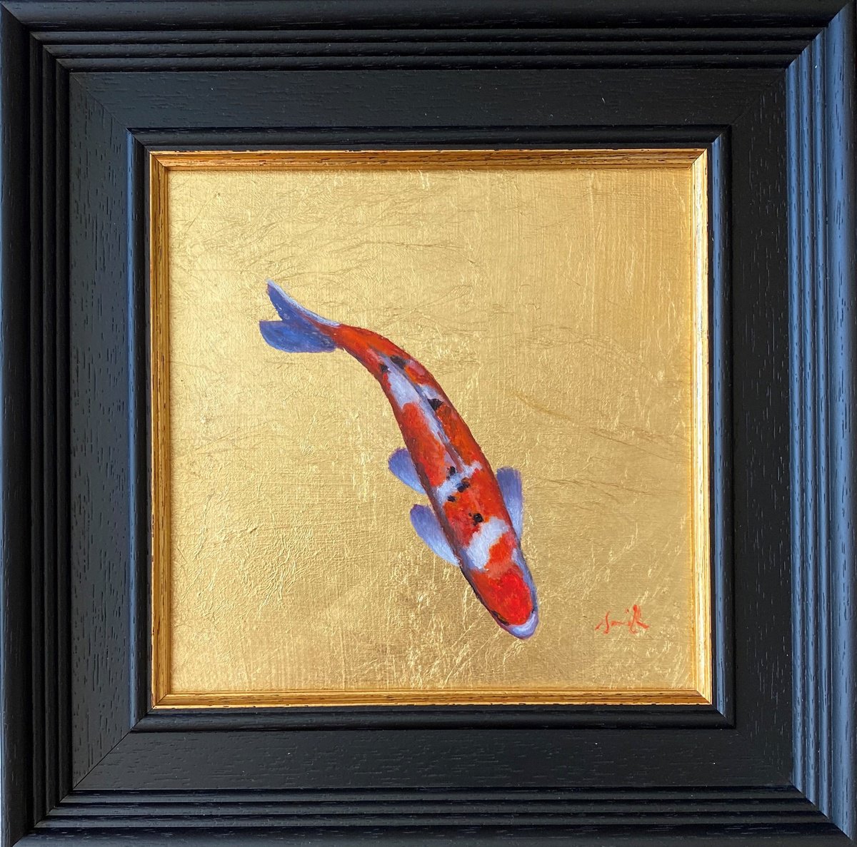 Solo Koi Carp Fish with Gold Leaf. by Jackie Smith
