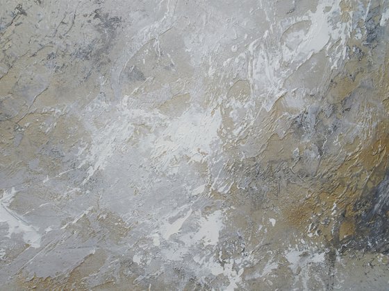 DISTANT MEMORIES. Large Abstract Landscape Neutral Colors Textured Painting Modern Art with Heavy Texture. Abstract White Beige Gray Contemporary Art for Livingroom