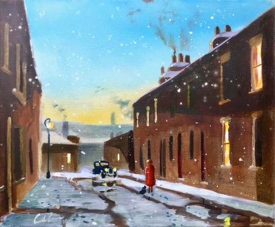 Nostalgic winter street scene