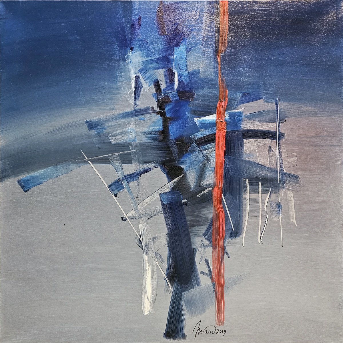 Abstract Oil Painting By Taidakov Nikolai, 39 X 39", Boss-I, Original Artwork