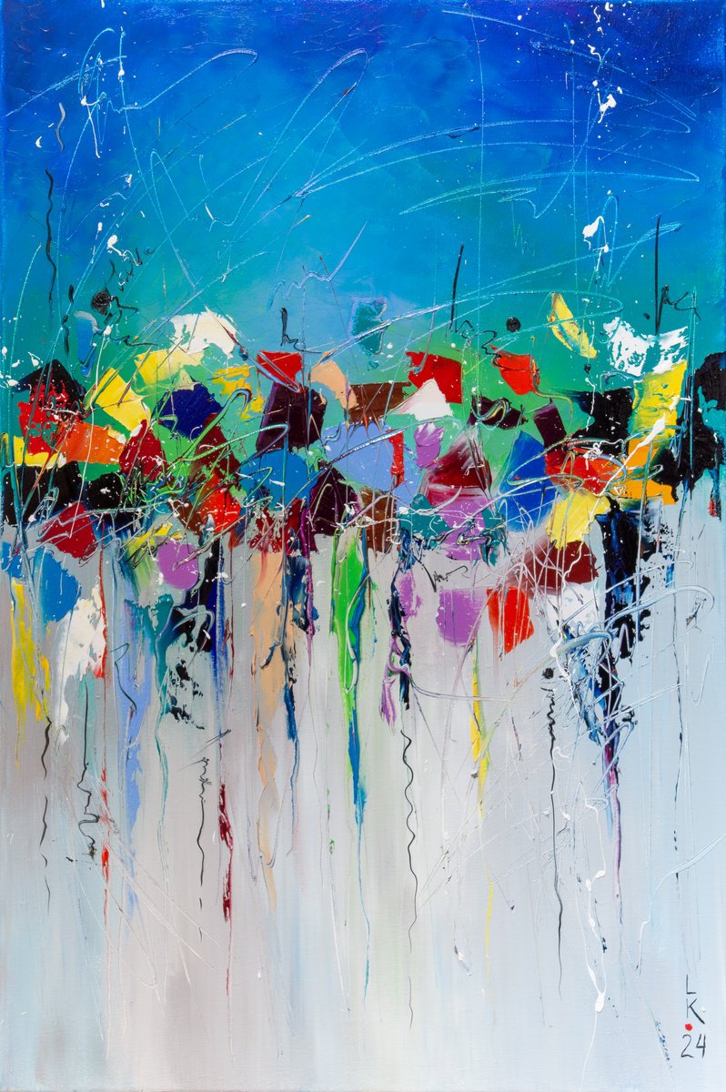 Abstract Oil Painting By Liubov Kuptsova, 16 X 24", Ocean Breeze, Original Artwork