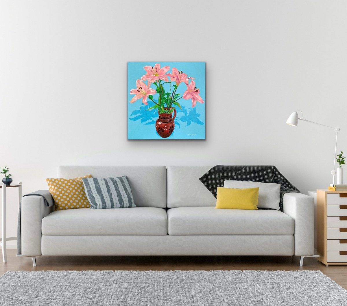 Botanical Acrylic Painting By Amani Muhammad, 24 X 24, Barro Mexicano, Original Artwork
