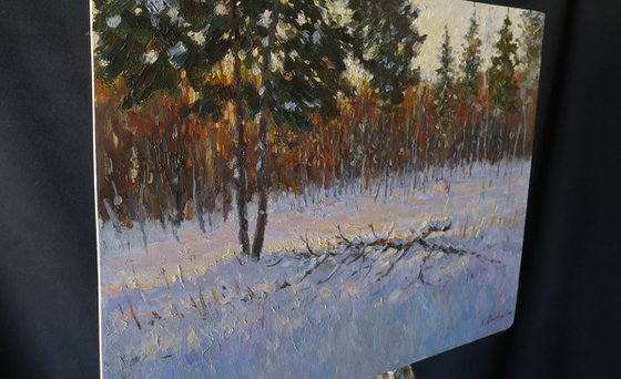 January Evening - winter landscape painting