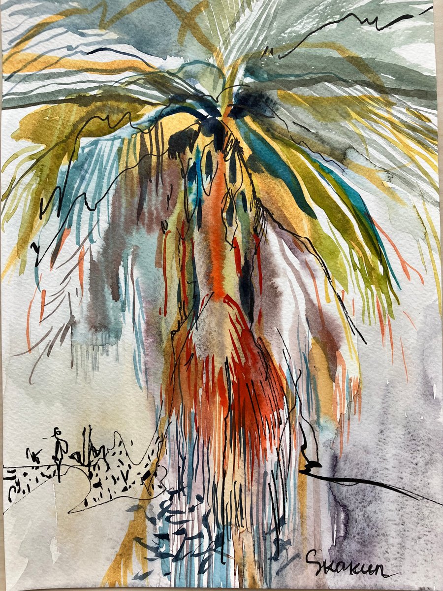 Expressive Botanical Watercolour By Mari Skakun, 8 X 11", Palm, Original Artwork