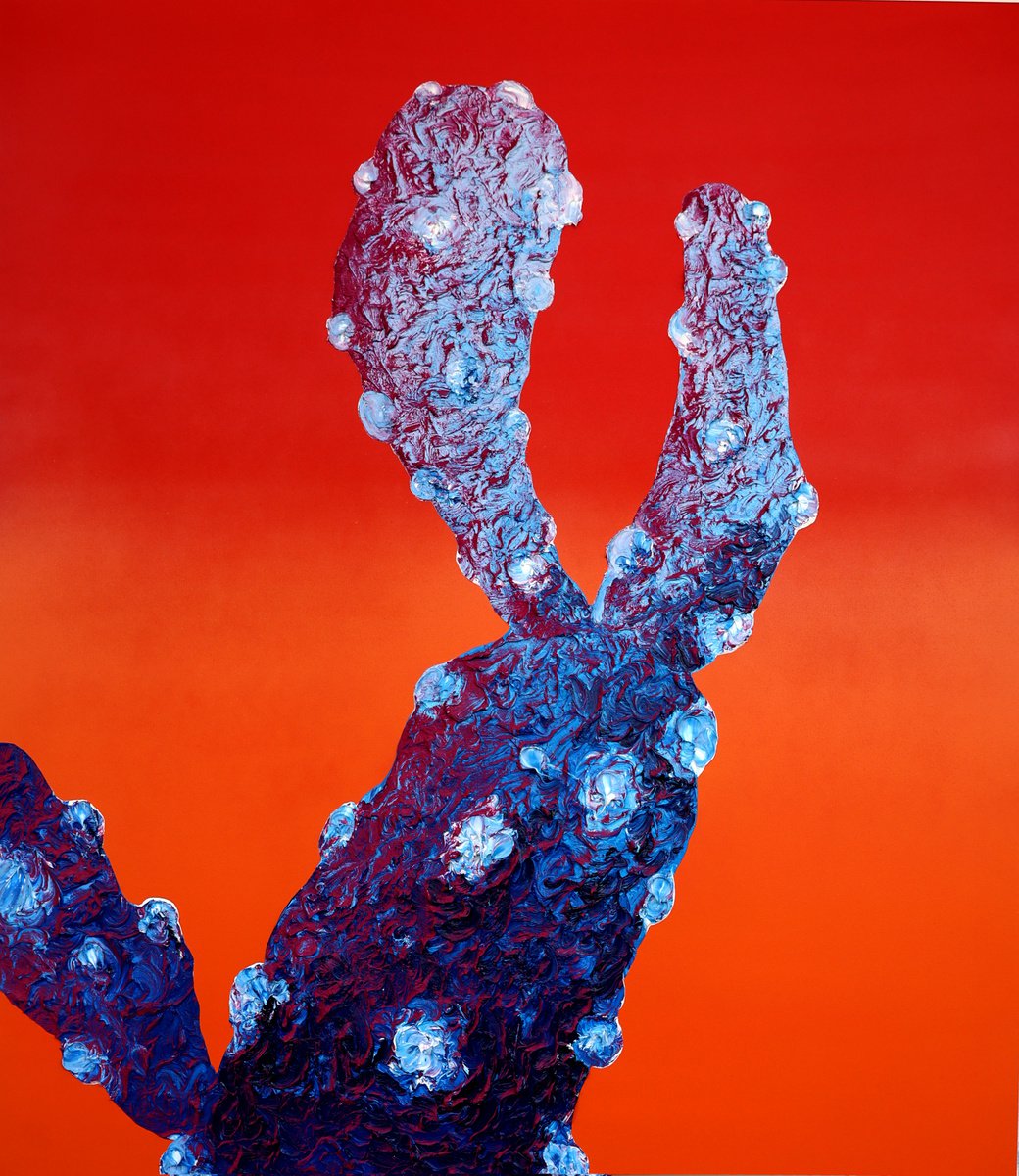 Urban And Pop Botanical Oil Painting By Dominic Virtosu, 51 X 59, King Cactus, Original Artwork