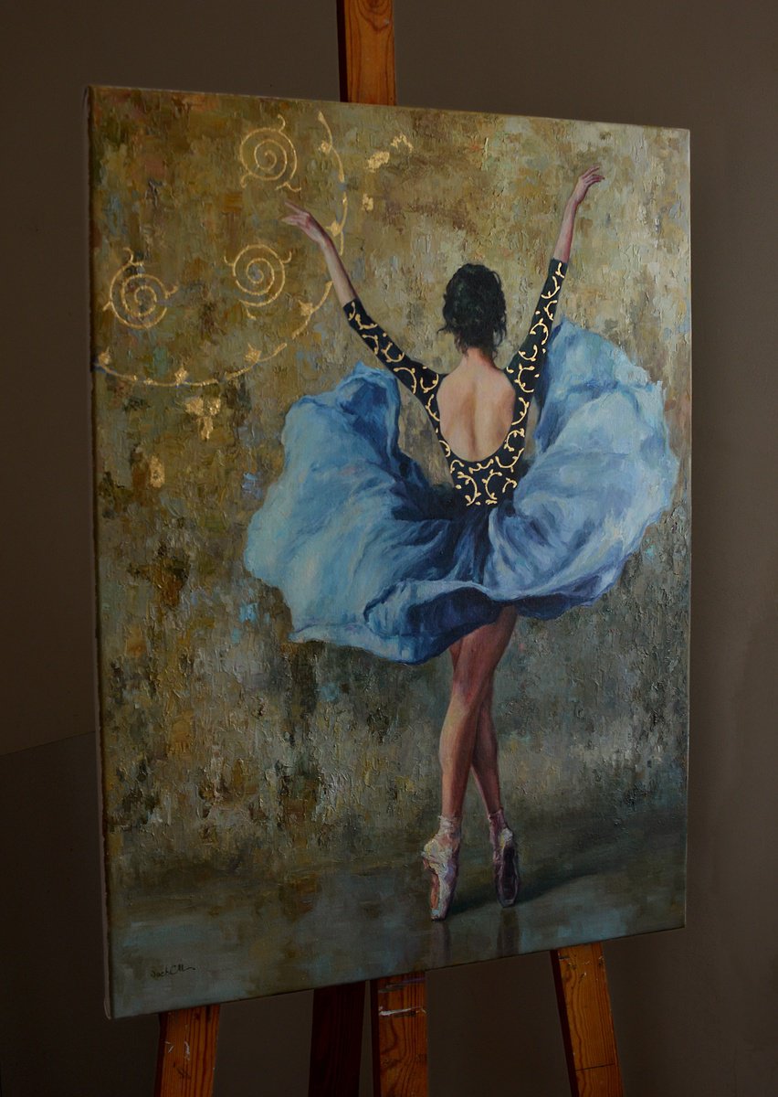 Impressionistic Portrait Oil Painting By Vachagan Manukyan, 24 X 31", Ballet Dancer #48, Original Artwork