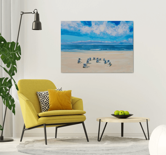 Beach chairs on a lonely beach: Sylt