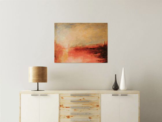 Serenity. Semi abstract classical landscape on canvas 60x80cm.