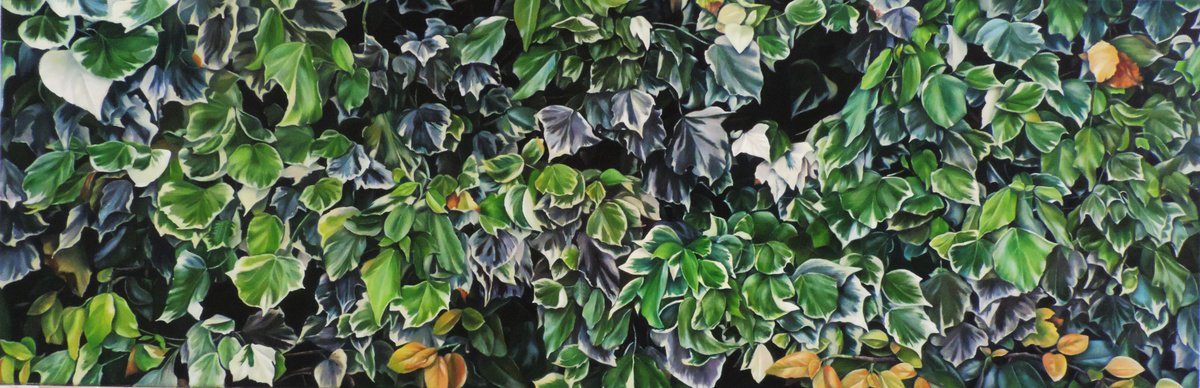 Photorealistic Botanical Oil Painting By Laura Cabral, 59 X 20", Passionate Weaving, Original Artwork