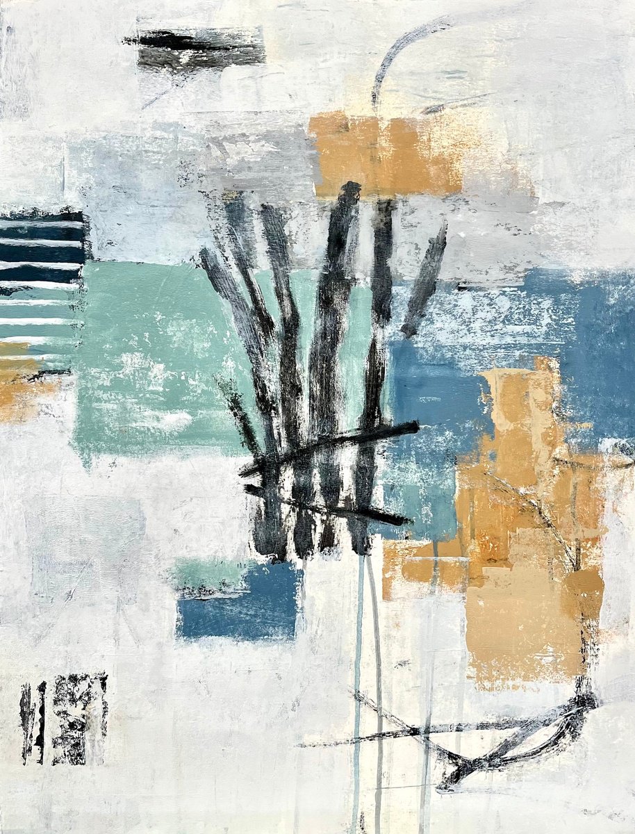 Abstract Acrylic Painting By Shellie Garber, 18 X 24", Uchiwa, Original Artwork