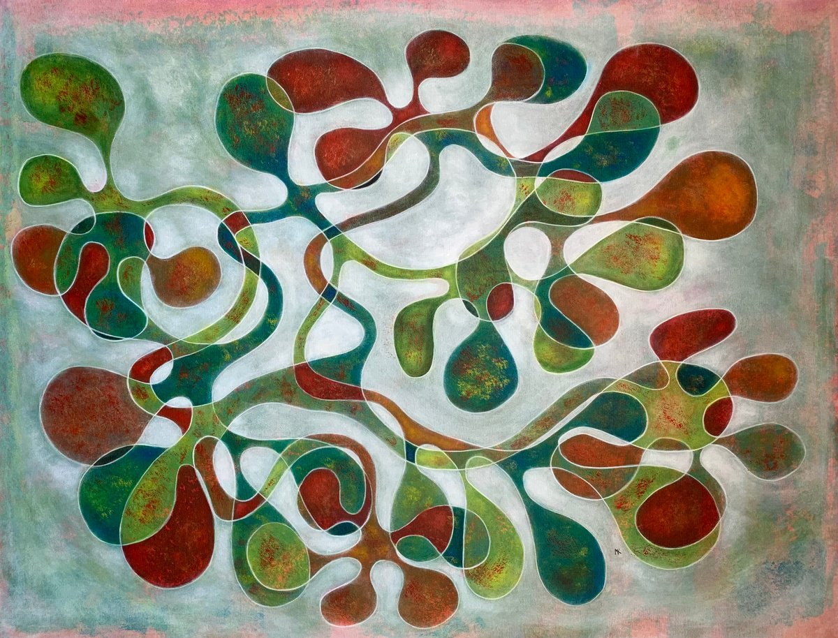 Abstract Acrylic Painting By Maarit Korhonen, 47 X 36", A Cappella, Original Artwork