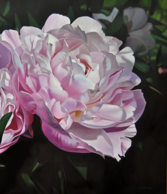 Peony painting, Hyperrealism art